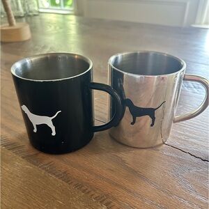 Victoria's Secret Pink Coffee Cup Mug lot of 2 Metal Dog Stainless Steel
